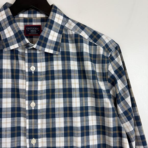 UNTUCKit Mens Plaid Button Down Shirt Blue Cotton - M - Picture 2 of 7